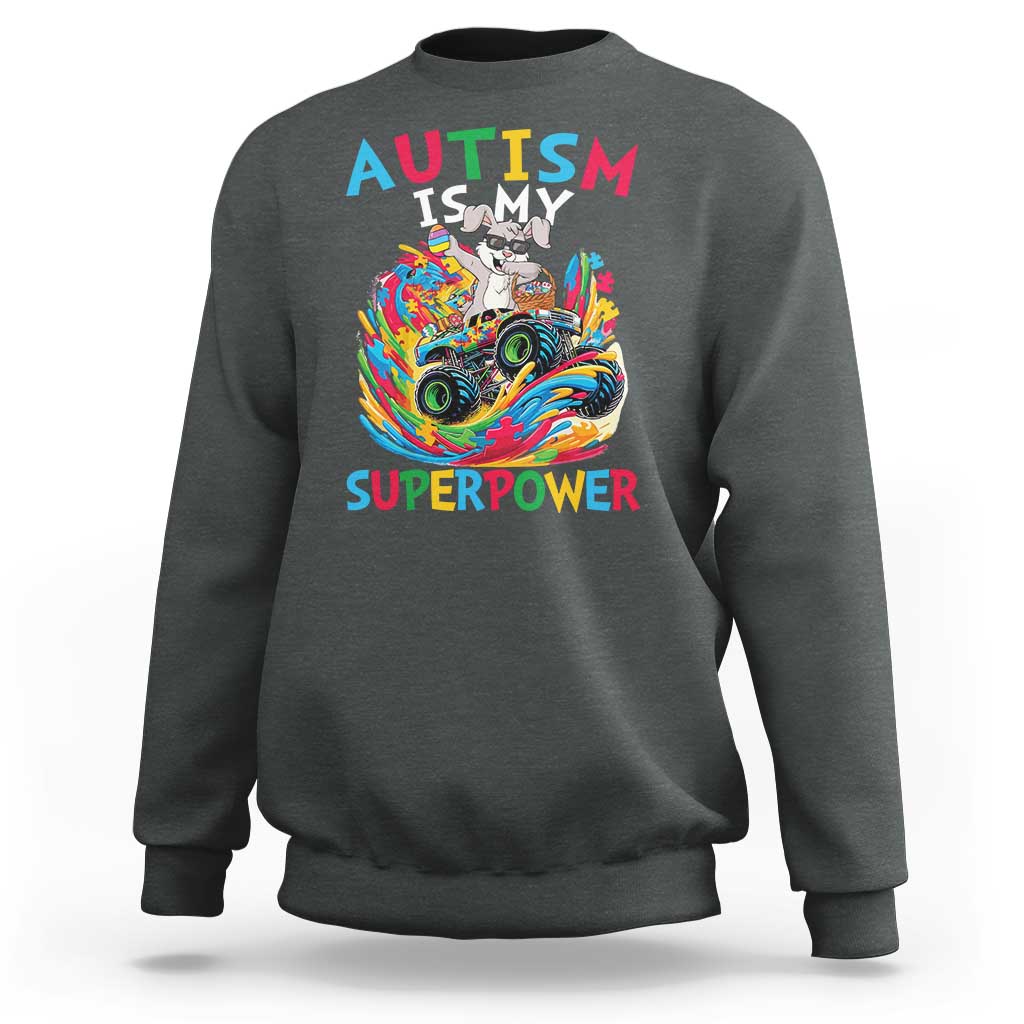 Autism Awareness Easter Sweatshirt Dabbing Bunny Monster Truck Lovers