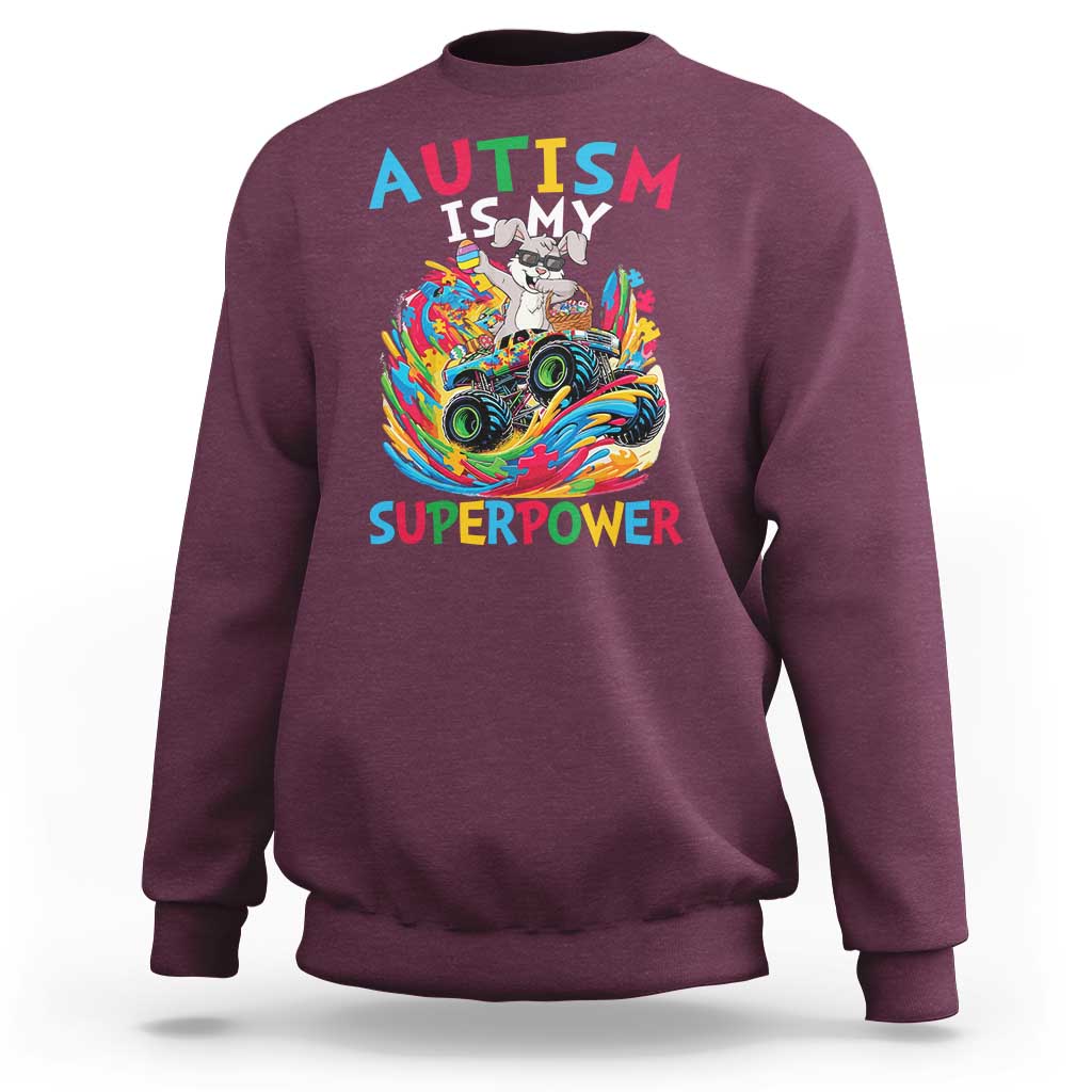 Autism Awareness Easter Sweatshirt Dabbing Bunny Monster Truck Lovers