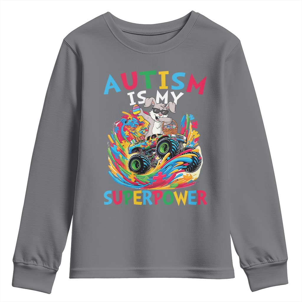 Autism Awareness Easter Youth Sweatshirt Dabbing Bunny Monster Truck Lovers