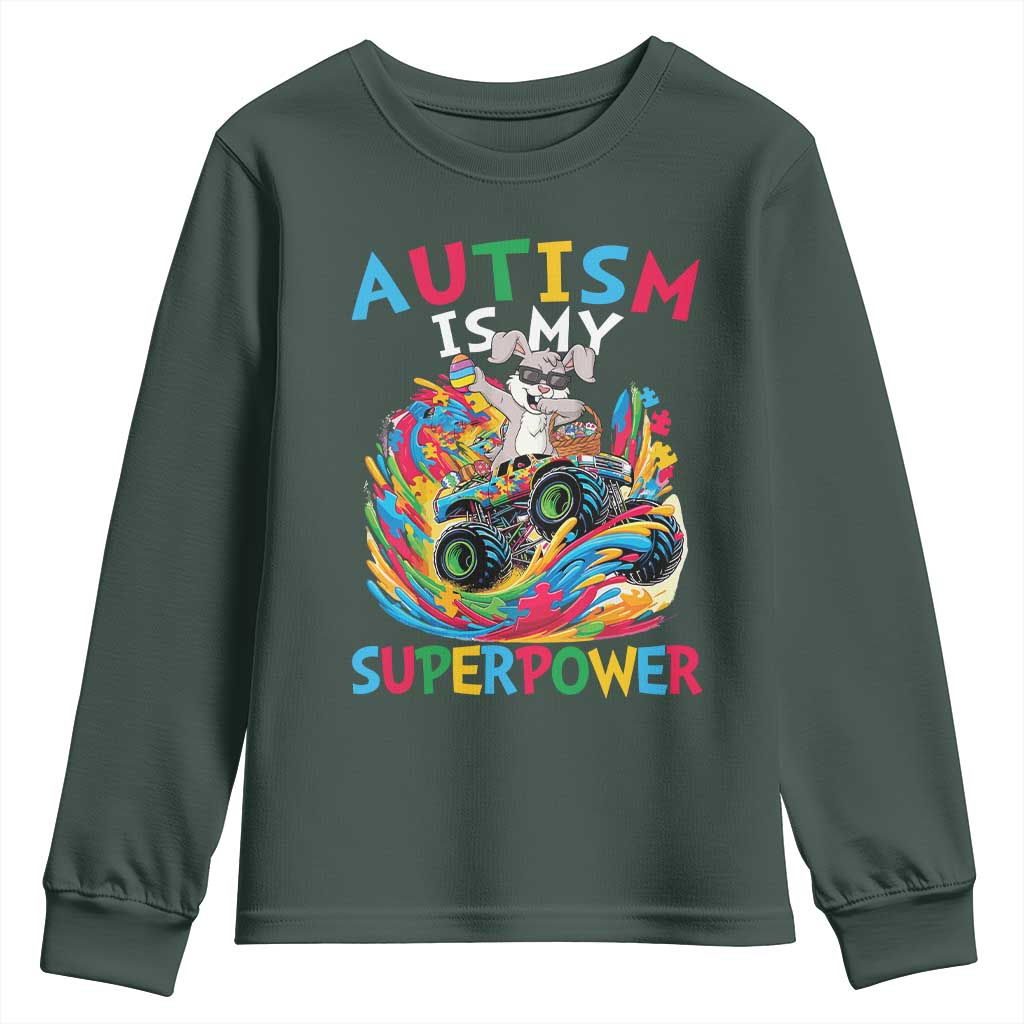 Autism Awareness Easter Youth Sweatshirt Dabbing Bunny Monster Truck Lovers