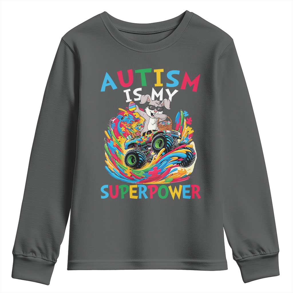 Autism Awareness Easter Youth Sweatshirt Dabbing Bunny Monster Truck Lovers