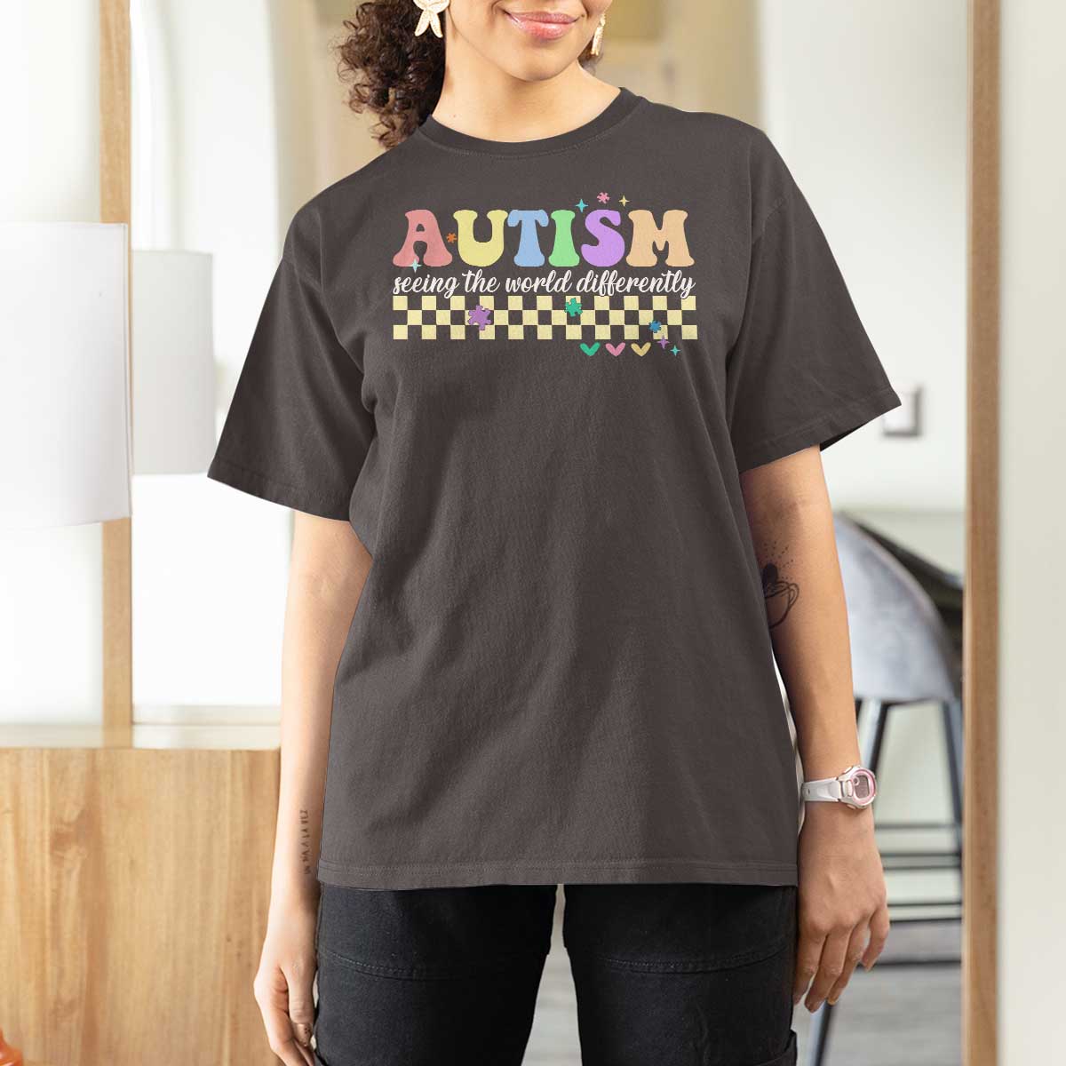 Autism Acceptance Month T Shirt For Women Seeing the World Differently