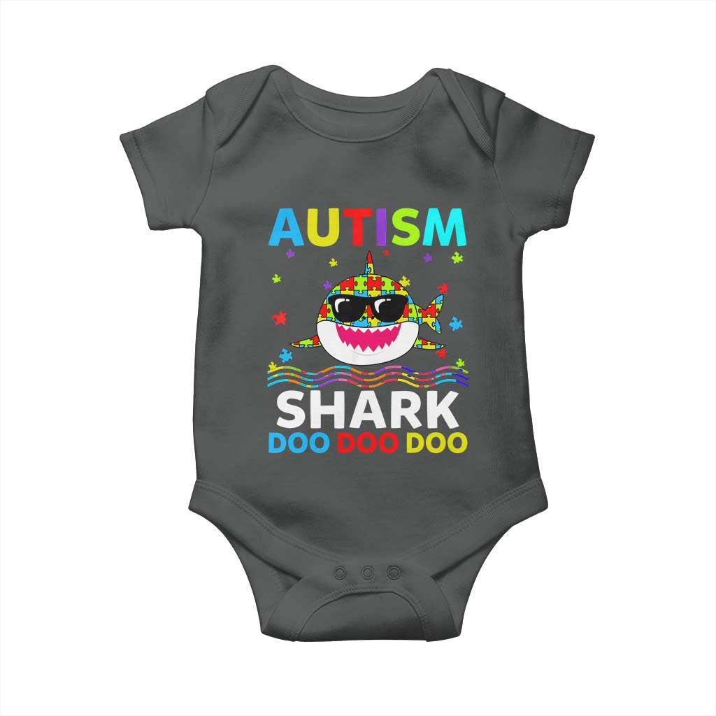 Funny Autism Shark Baby Onesie Puzzle Piece Autistic Mom Dad Sped Teacher