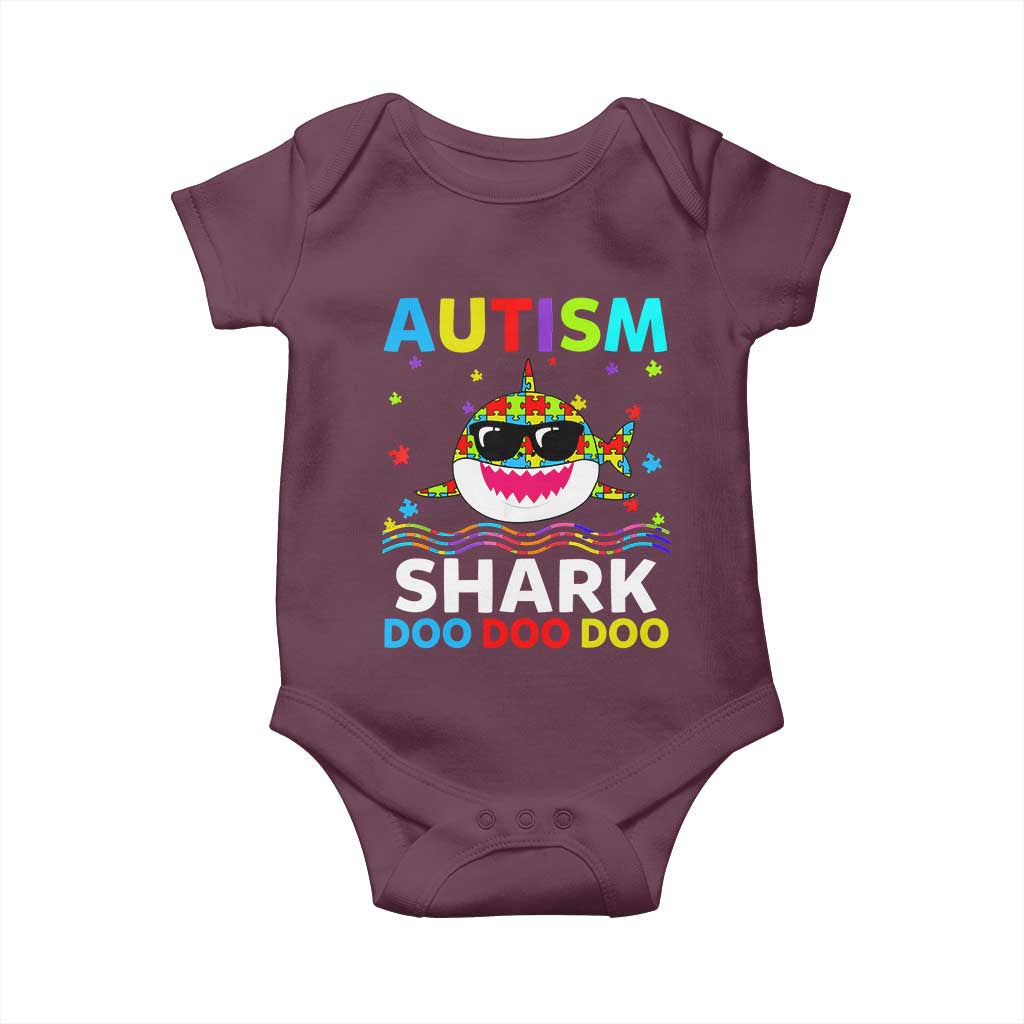 Funny Autism Shark Baby Onesie Puzzle Piece Autistic Mom Dad Sped Teacher