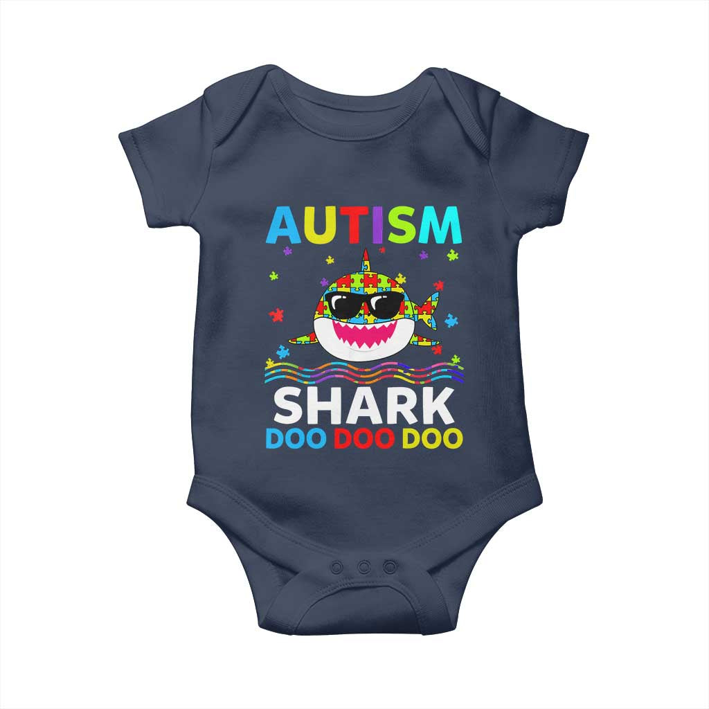 Funny Autism Shark Baby Onesie Puzzle Piece Autistic Mom Dad Sped Teacher