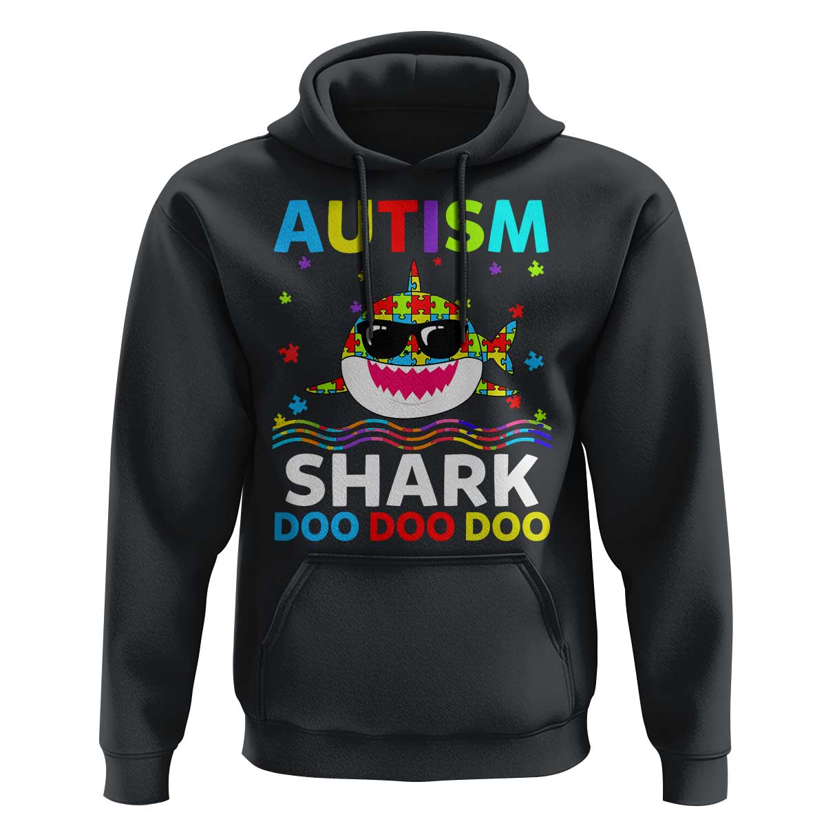 Funny Autism Shark Hoodie Puzzle Piece Autistic Mom Dad Sped Teacher
