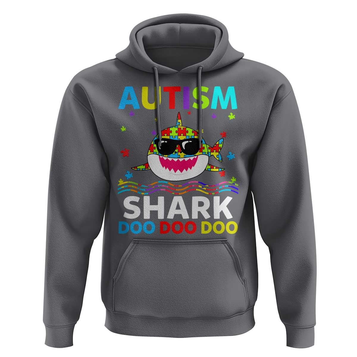 Funny Autism Shark Hoodie Puzzle Piece Autistic Mom Dad Sped Teacher