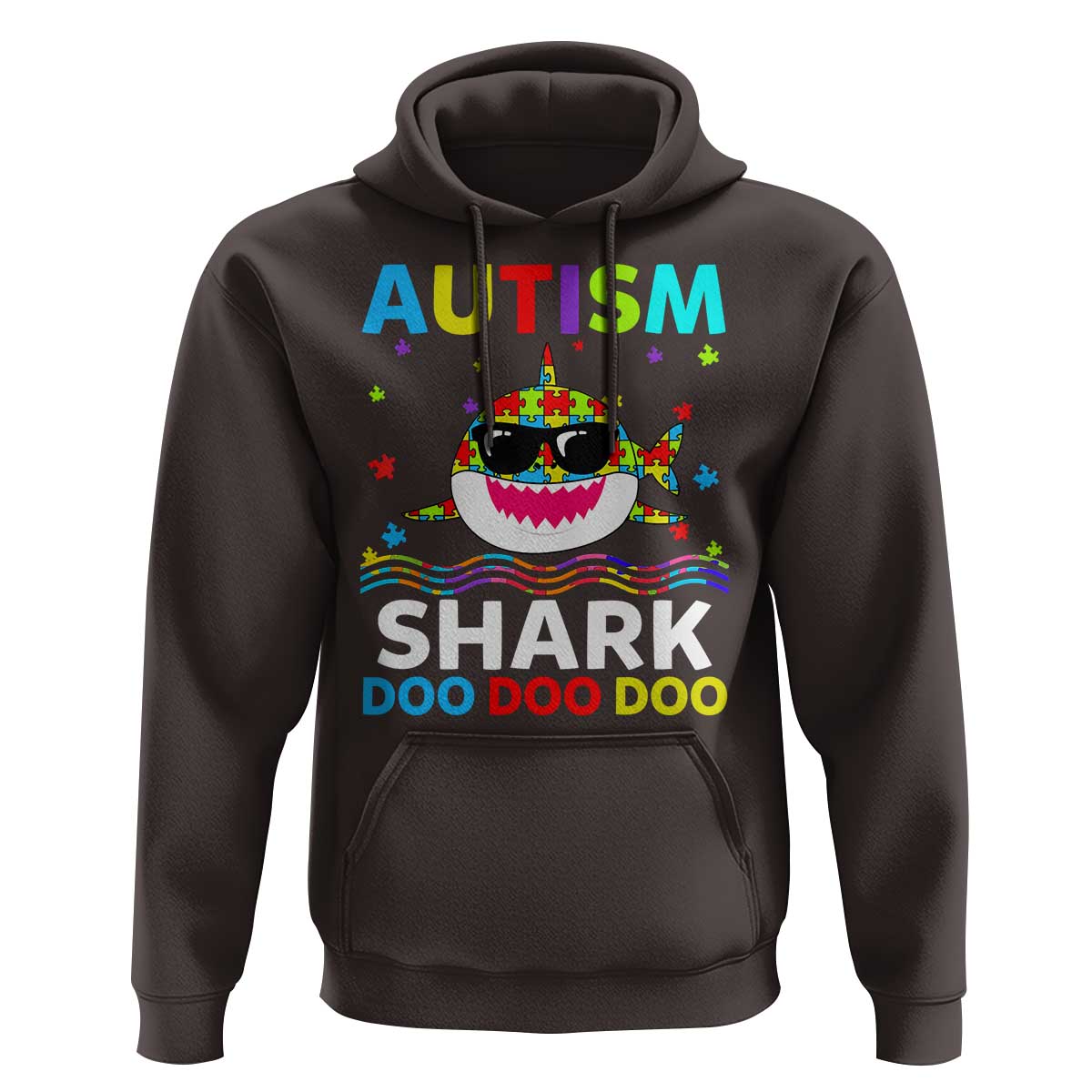 Funny Autism Shark Hoodie Puzzle Piece Autistic Mom Dad Sped Teacher