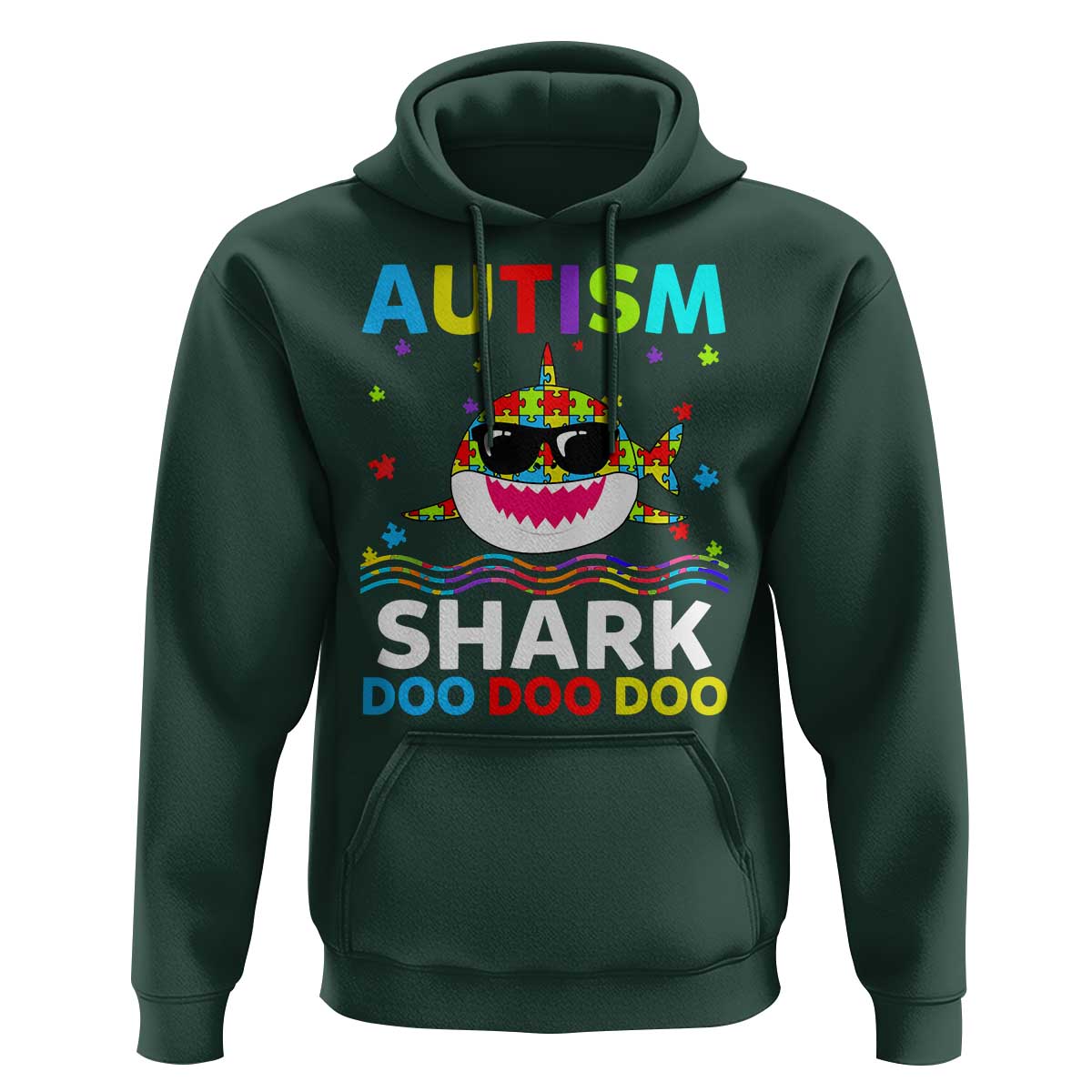 Funny Autism Shark Hoodie Puzzle Piece Autistic Mom Dad Sped Teacher