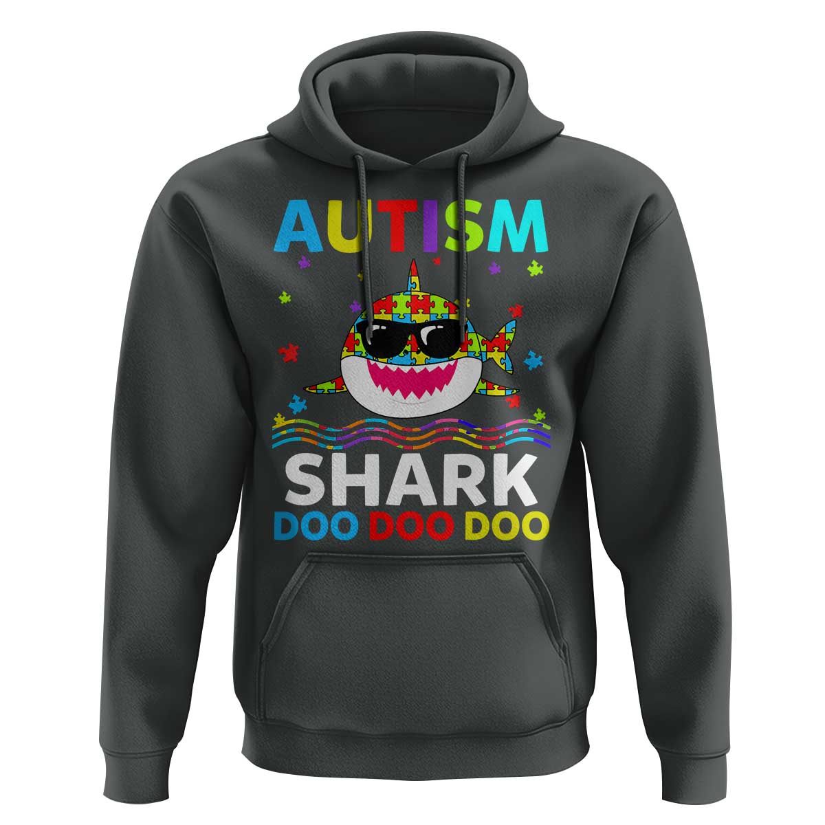 Funny Autism Shark Hoodie Puzzle Piece Autistic Mom Dad Sped Teacher