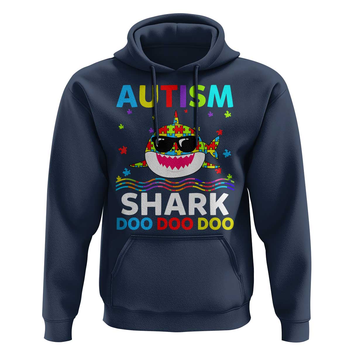 Funny Autism Shark Hoodie Puzzle Piece Autistic Mom Dad Sped Teacher