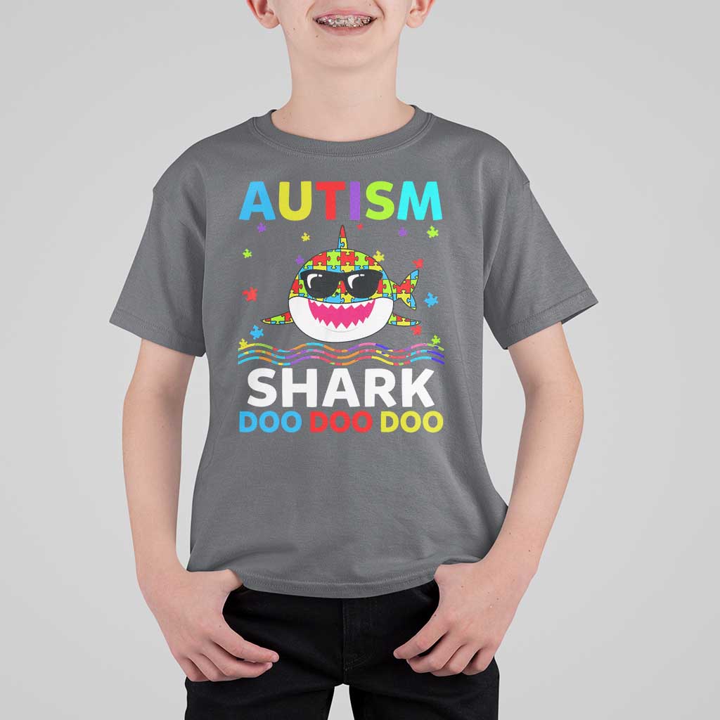 Funny Autism Shark T Shirt For Kid Puzzle Piece Autistic Mom Dad Sped Teacher