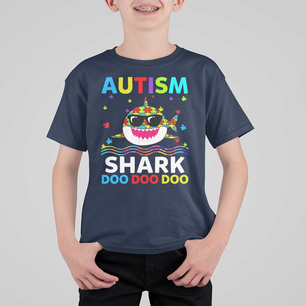 Funny Autism Shark T Shirt For Kid Puzzle Piece Autistic Mom Dad Sped Teacher