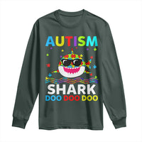 Funny Autism Shark Long Sleeve Shirt Puzzle Piece Autistic Mom Dad Sped Teacher