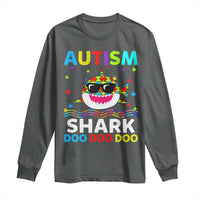 Funny Autism Shark Long Sleeve Shirt Puzzle Piece Autistic Mom Dad Sped Teacher