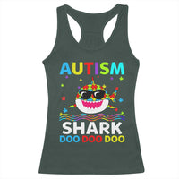 Funny Autism Shark Racerback Tank Top Puzzle Piece Autistic Mom Dad Sped Teacher