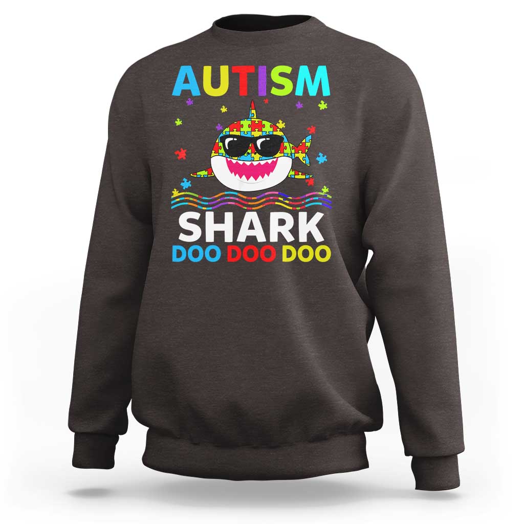 Funny Autism Shark Sweatshirt Puzzle Piece Autistic Mom Dad Sped Teacher