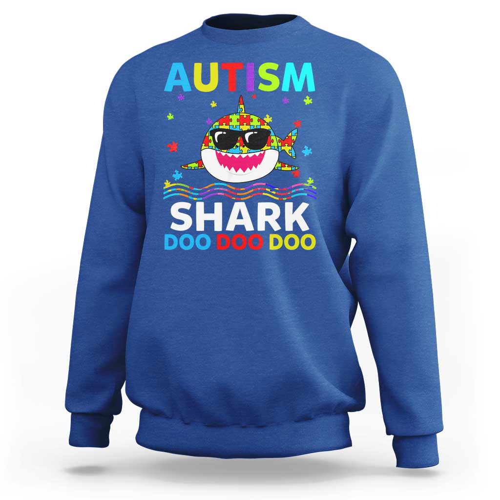 Funny Autism Shark Sweatshirt Puzzle Piece Autistic Mom Dad Sped Teacher