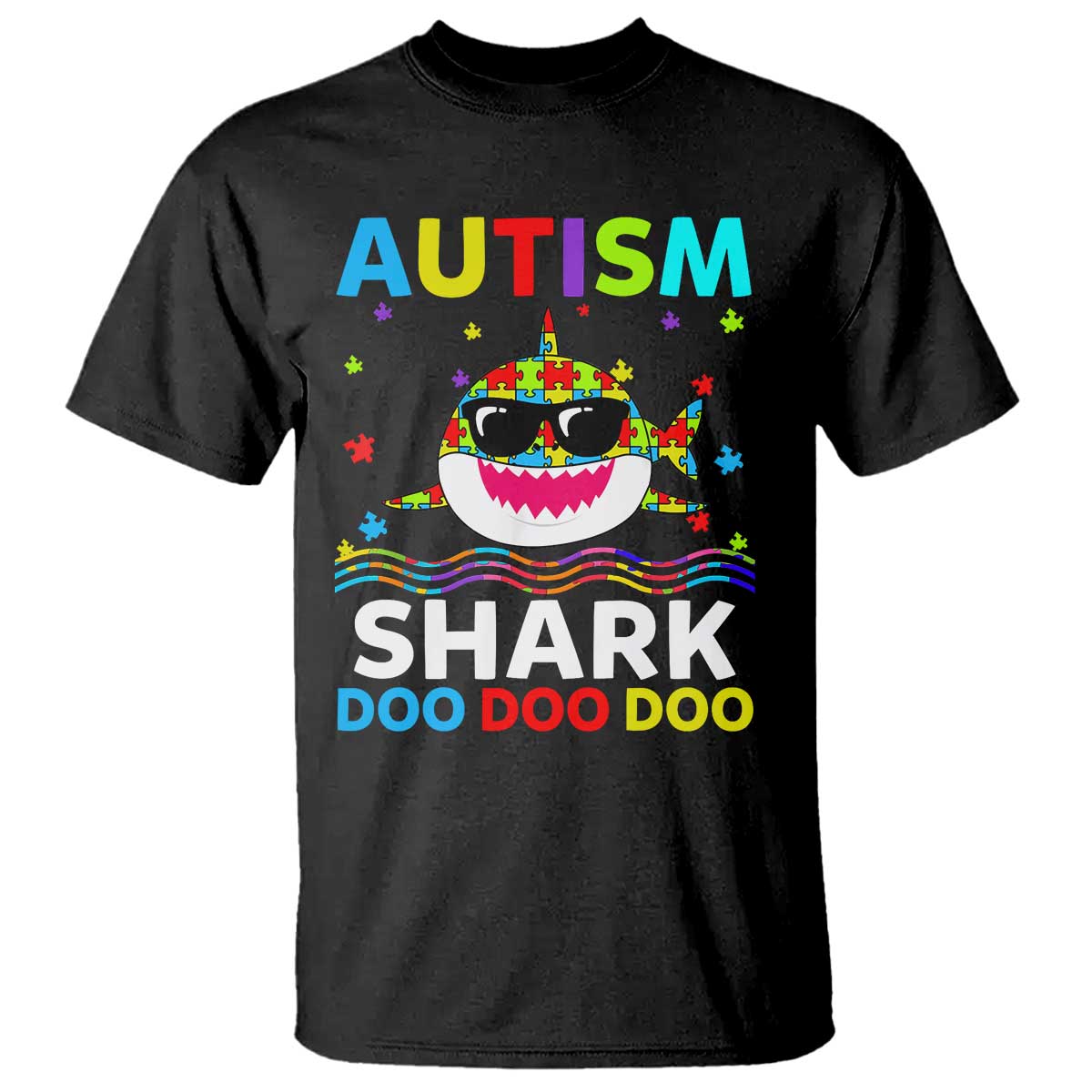 Funny Autism Shark T Shirt Puzzle Piece Autistic Mom Dad Sped Teacher