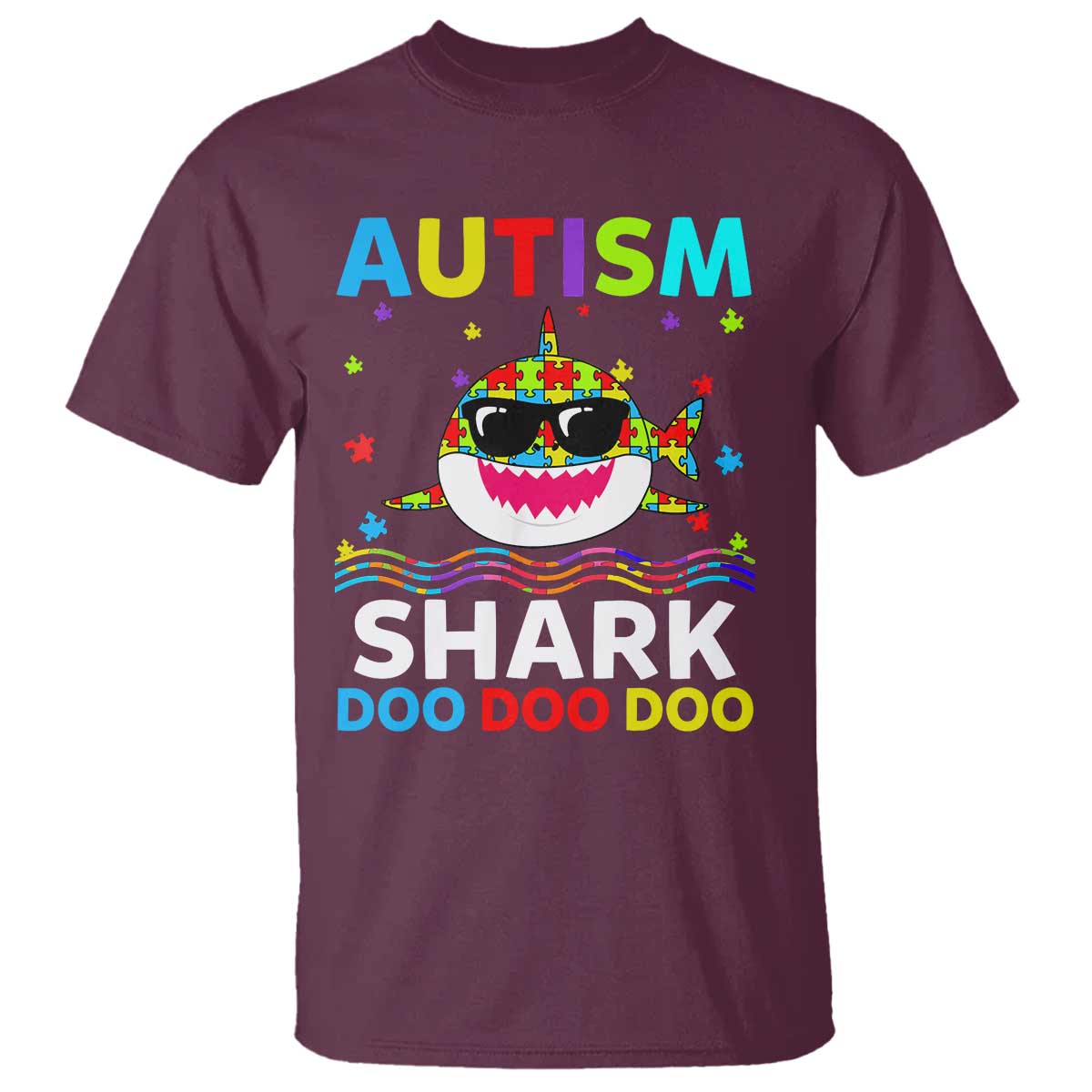 Funny Autism Shark T Shirt Puzzle Piece Autistic Mom Dad Sped Teacher