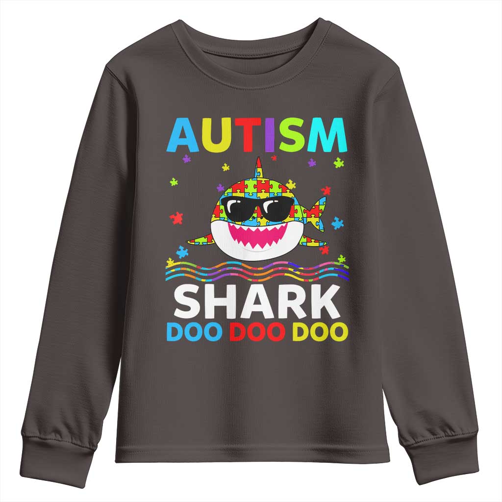 Funny Autism Shark Youth Sweatshirt Puzzle Piece Autistic Mom Dad Sped Teacher