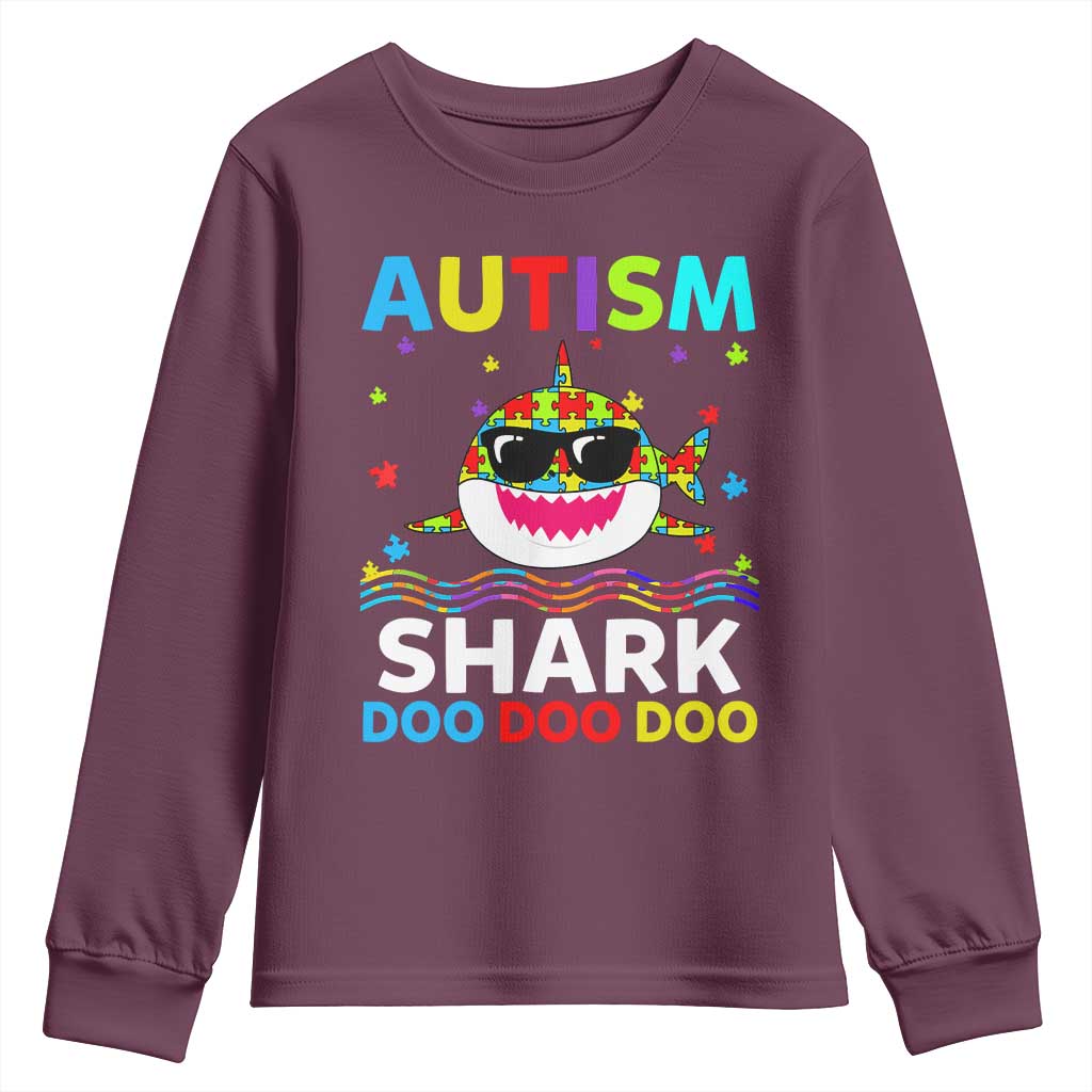 Funny Autism Shark Youth Sweatshirt Puzzle Piece Autistic Mom Dad Sped Teacher