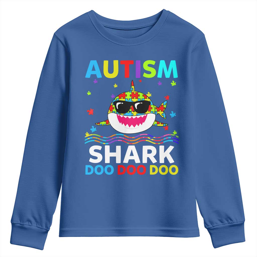 Funny Autism Shark Youth Sweatshirt Puzzle Piece Autistic Mom Dad Sped Teacher