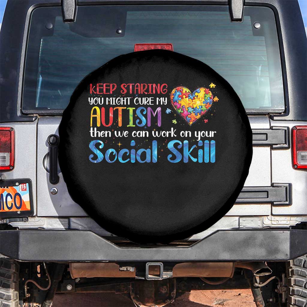 Autism Awareness Spare Tire Cover Keep Staring You Might Cure My Autism Heart Puzzle