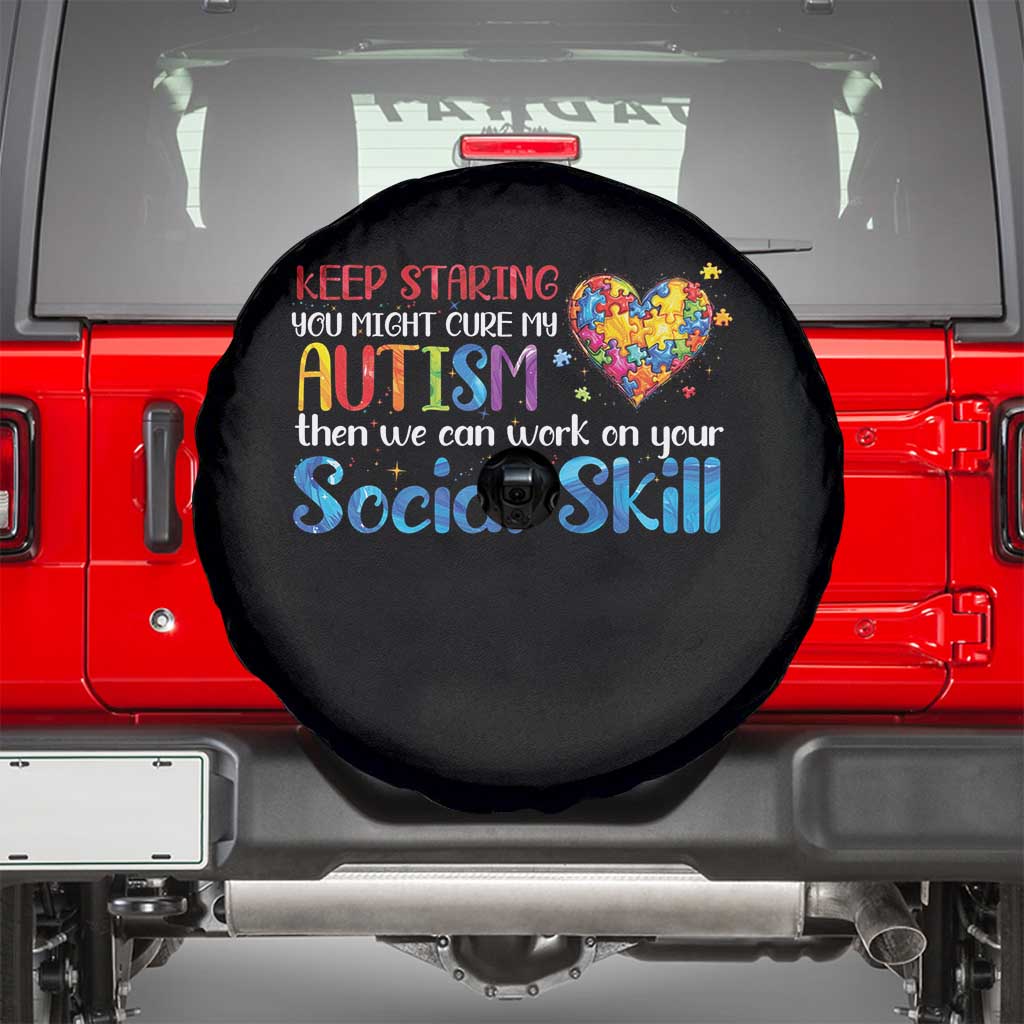 Autism Awareness Spare Tire Cover Keep Staring You Might Cure My Autism Heart Puzzle