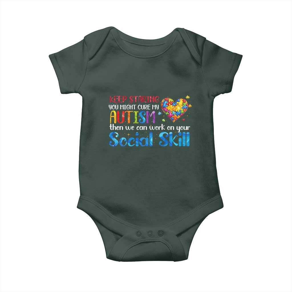 Autism Awareness Baby Onesie Keep Staring You Might Cure My Autism Heart Puzzle