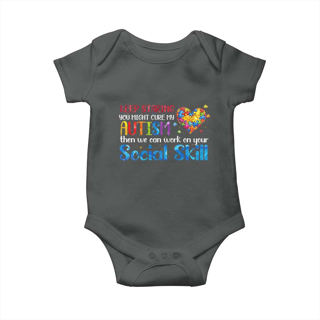 Autism Awareness Baby Onesie Keep Staring You Might Cure My Autism Heart Puzzle