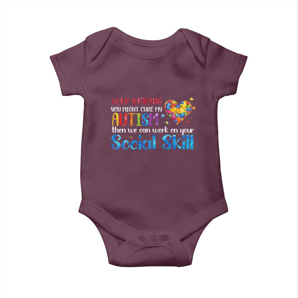Autism Awareness Baby Onesie Keep Staring You Might Cure My Autism Heart Puzzle