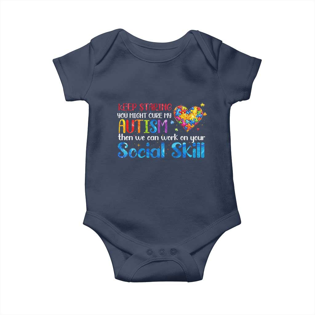 Autism Awareness Baby Onesie Keep Staring You Might Cure My Autism Heart Puzzle