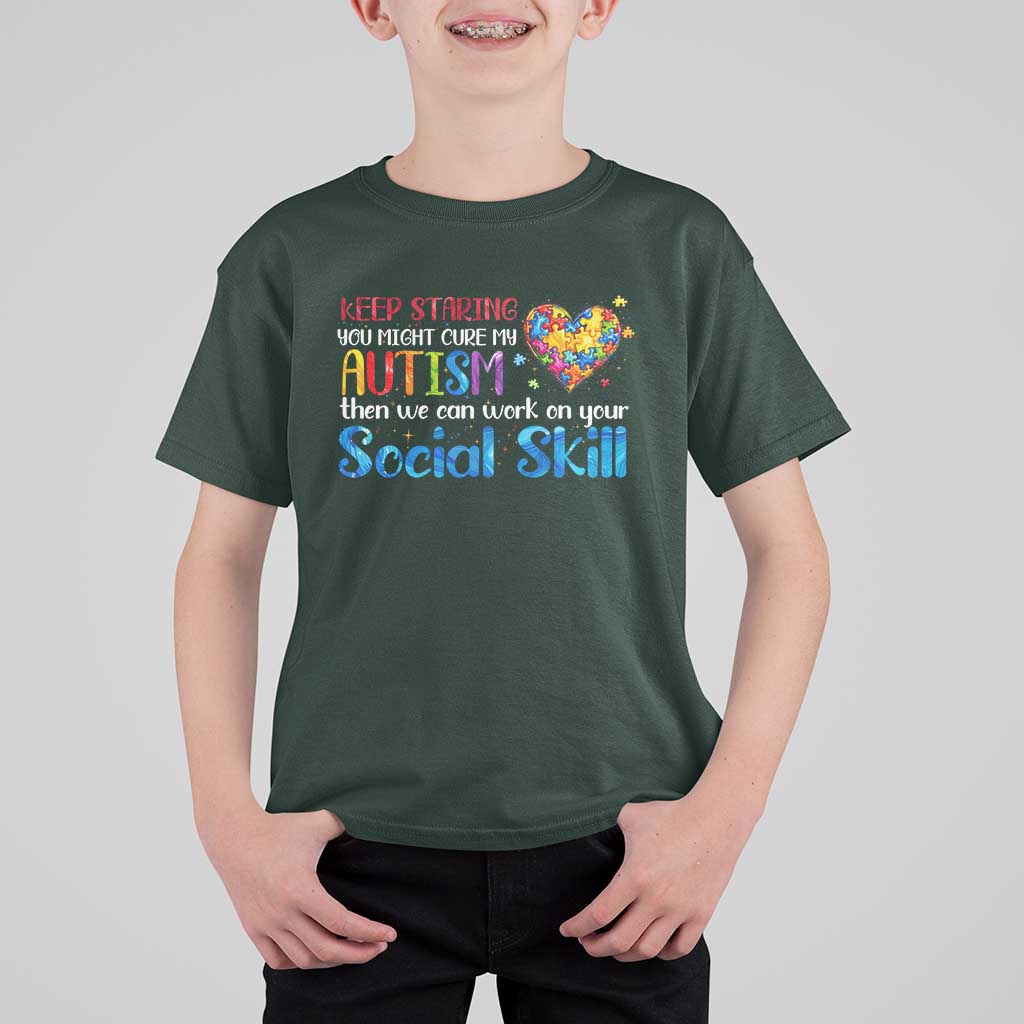 Autism Awareness T Shirt For Kid Keep Staring You Might Cure My Autism Heart Puzzle