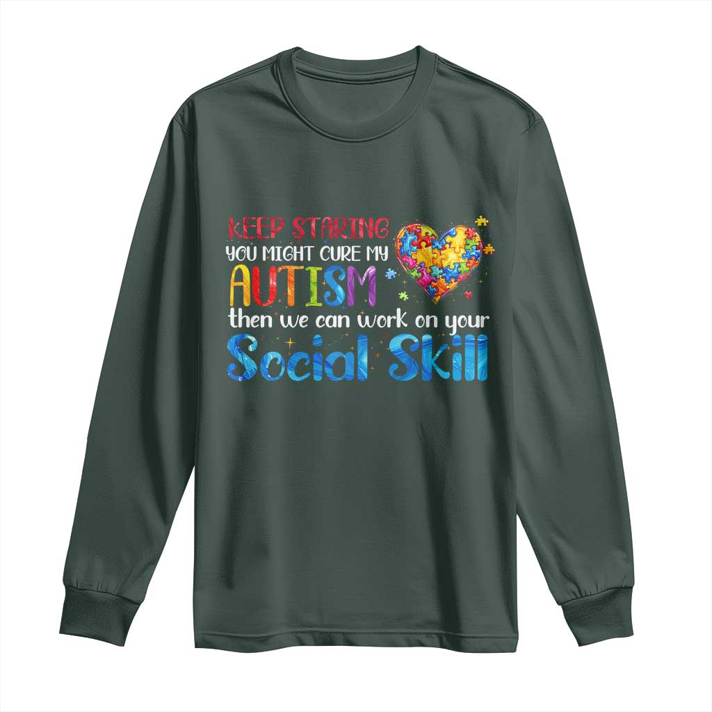 Autism Awareness Long Sleeve Shirt Keep Staring You Might Cure My Autism Heart Puzzle
