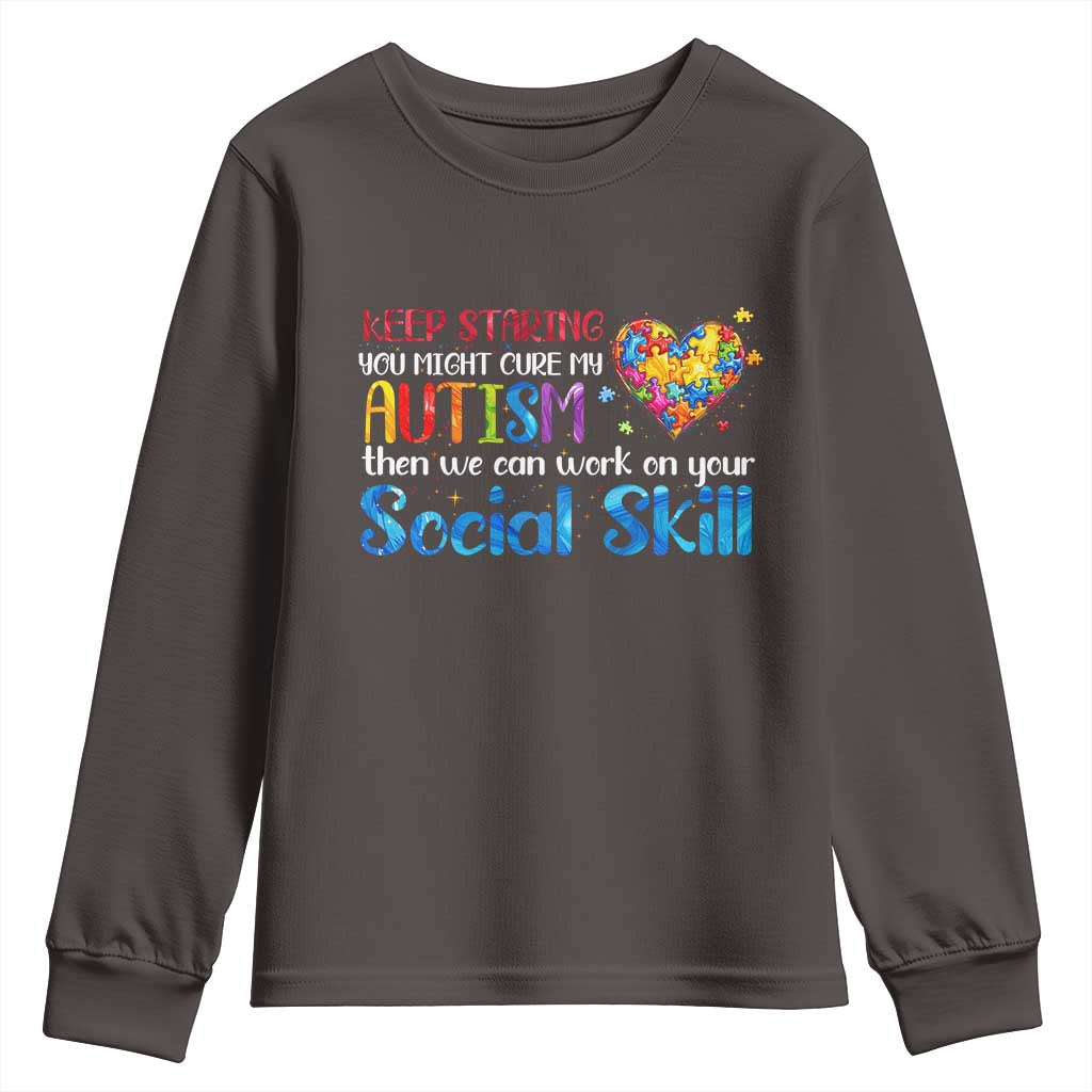 Autism Awareness Youth Sweatshirt Keep Staring You Might Cure My Autism Heart Puzzle