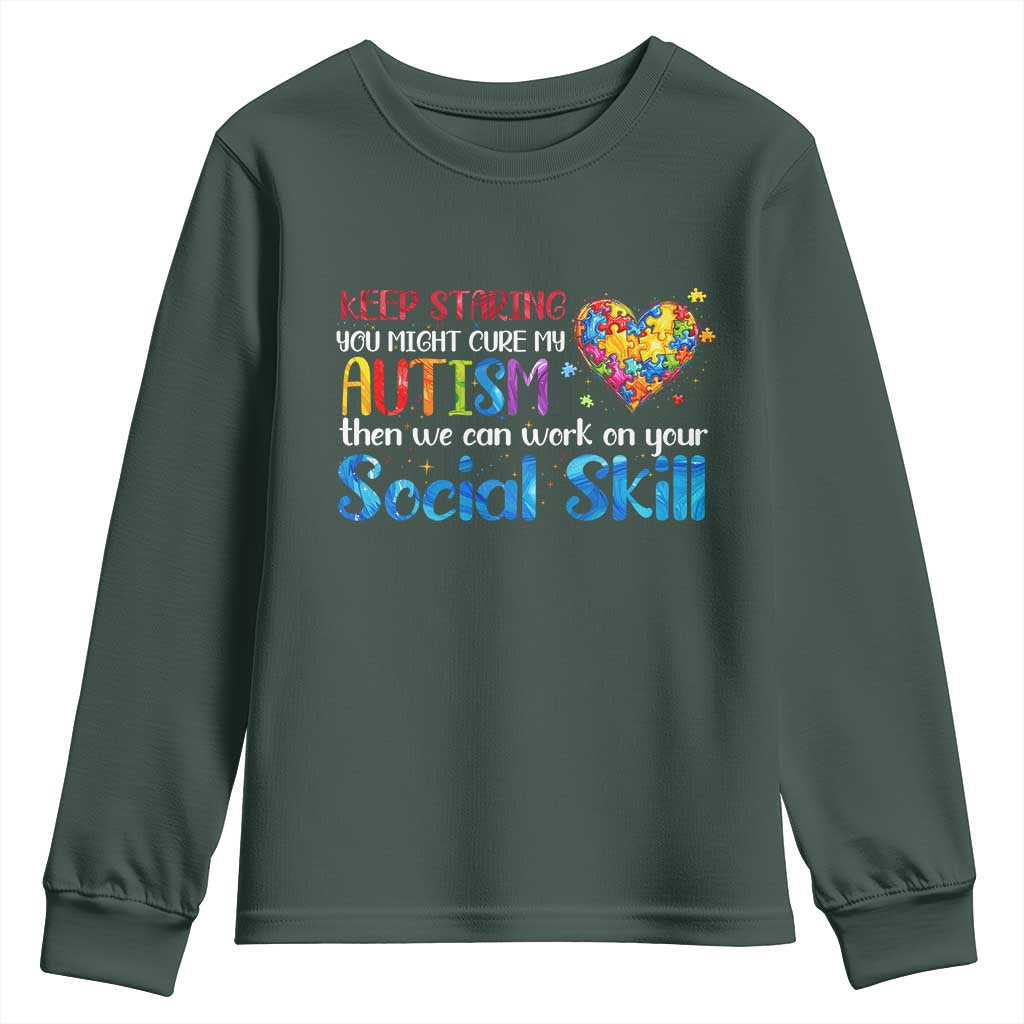 Autism Awareness Youth Sweatshirt Keep Staring You Might Cure My Autism Heart Puzzle