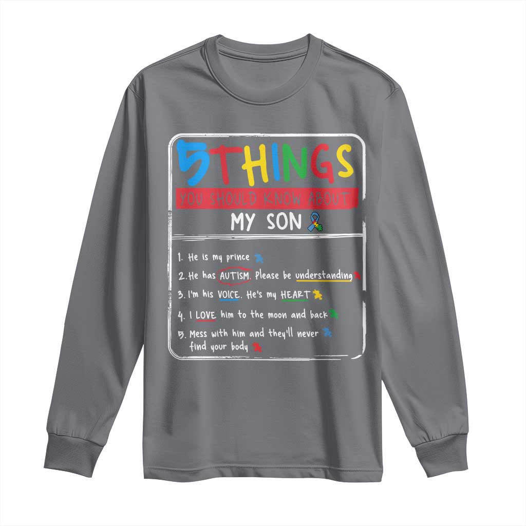 Autistic Son Autism Awareness Mom Dad Parents Long Sleeve Shirt