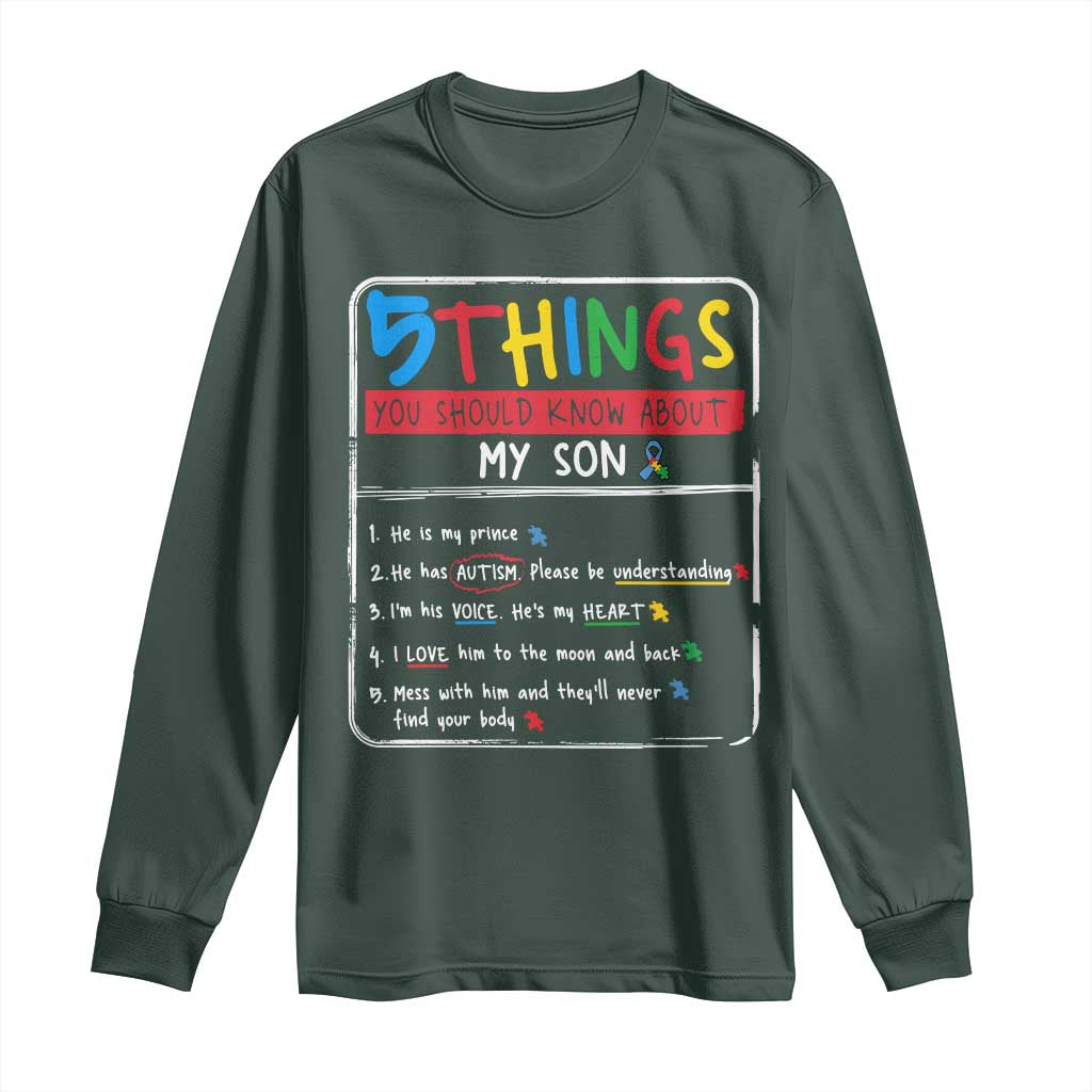 Autistic Son Autism Awareness Mom Dad Parents Long Sleeve Shirt
