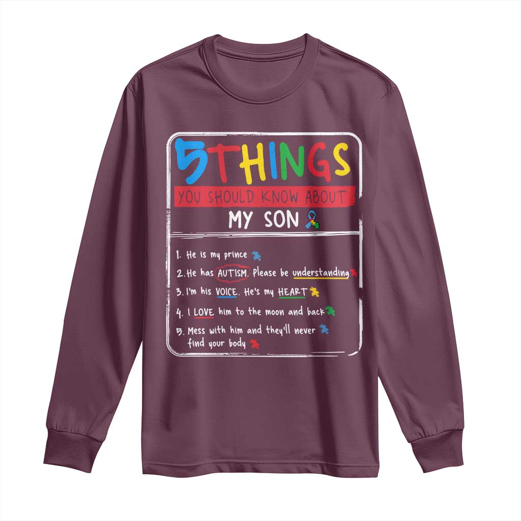Autistic Son Autism Awareness Mom Dad Parents Long Sleeve Shirt