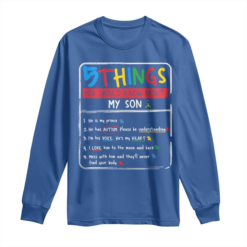 Autistic Son Autism Awareness Mom Dad Parents Long Sleeve Shirt
