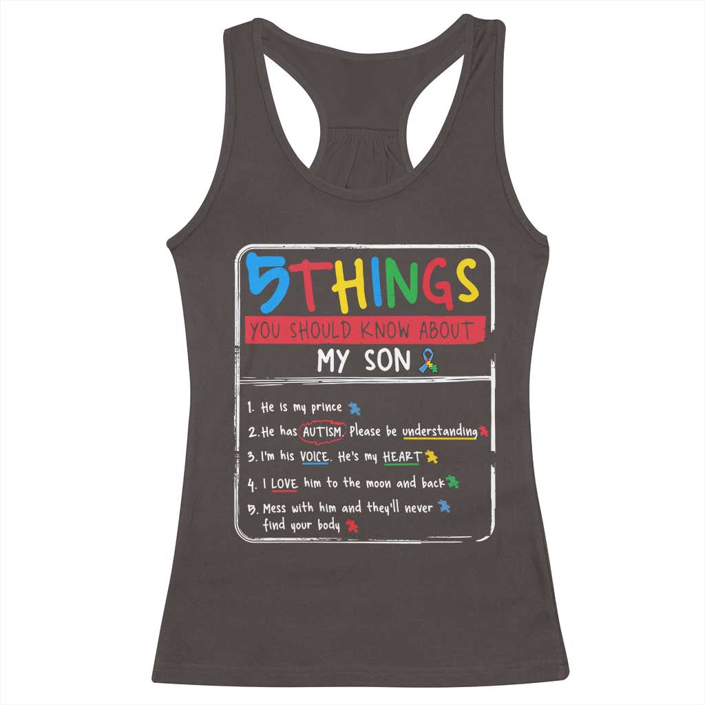 Autistic Son Autism Awareness Mom Dad Parents Racerback Tank Top