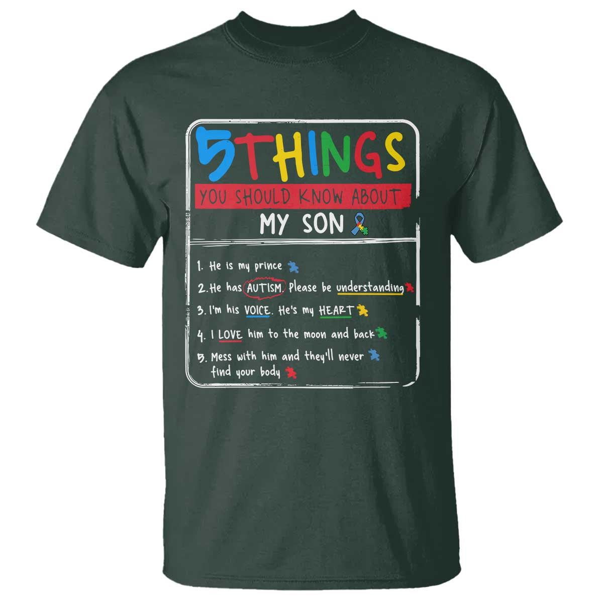 Autistic Son Autism Awareness Mom Dad Parents T Shirt