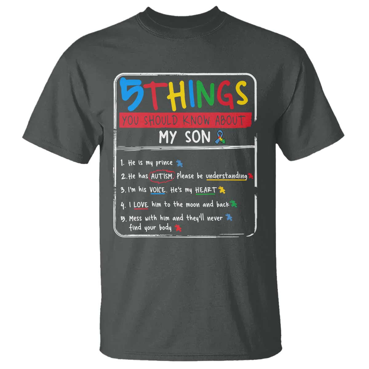 Autistic Son Autism Awareness Mom Dad Parents T Shirt