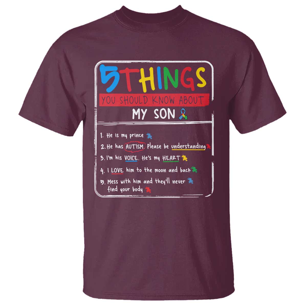 Autistic Son Autism Awareness Mom Dad Parents T Shirt