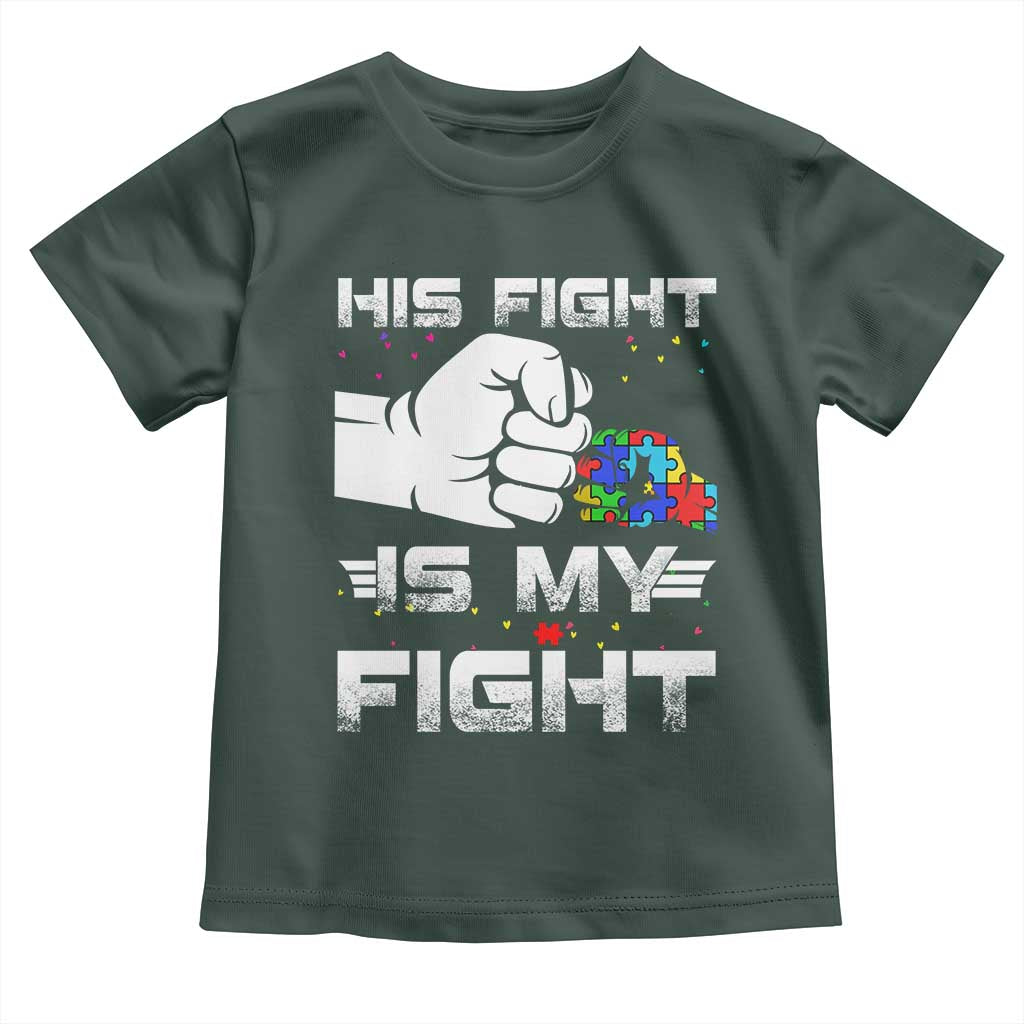 Autism Awareness Mom Dad Parents Autistic Kids Toddler T Shirt His Fight Is My Fight Month Support