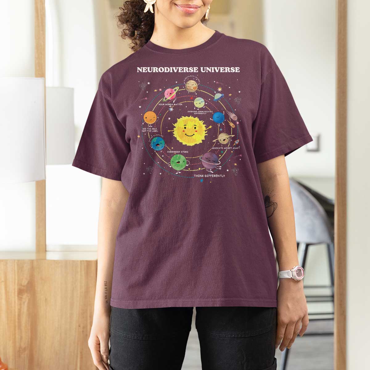 Autism Awareness T Shirt For Women Neurodiverse Universe Sped Teacher