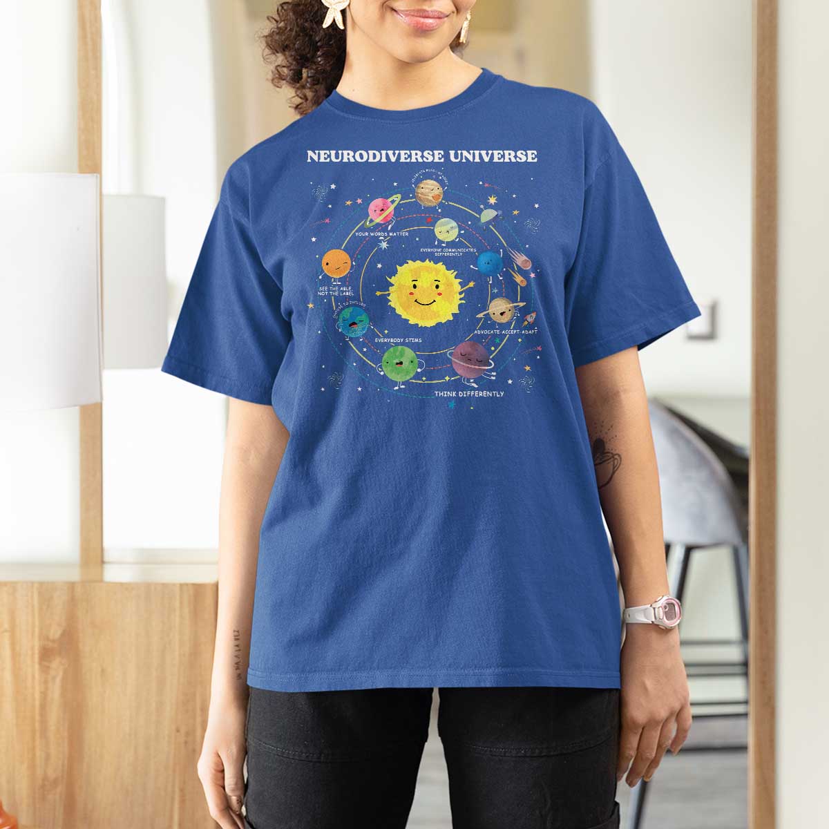 Autism Awareness T Shirt For Women Neurodiverse Universe Sped Teacher