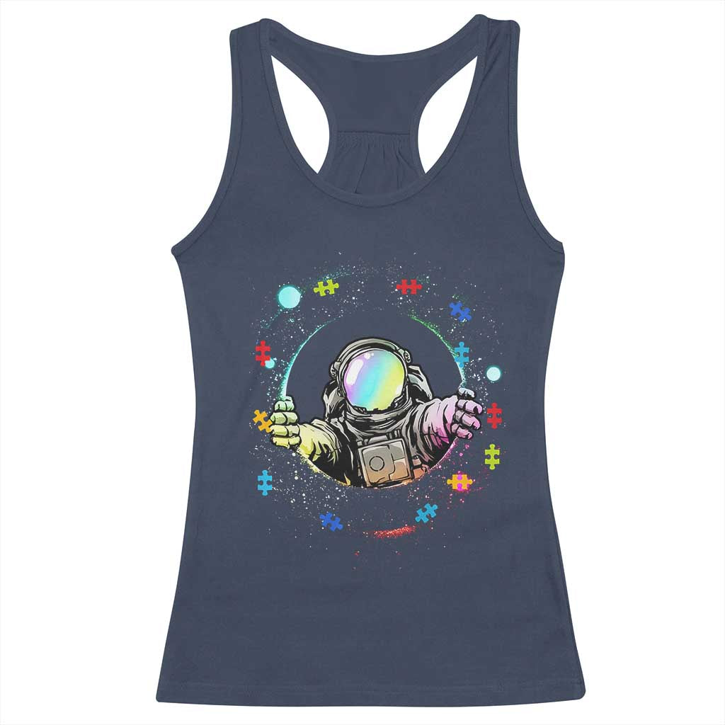 Astronaut Autism Awareness Racerback Tank Top Space Autistic Kids Sped Teacher