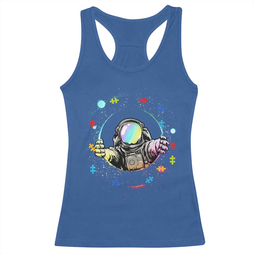 Astronaut Autism Awareness Racerback Tank Top Space Autistic Kids Sped Teacher